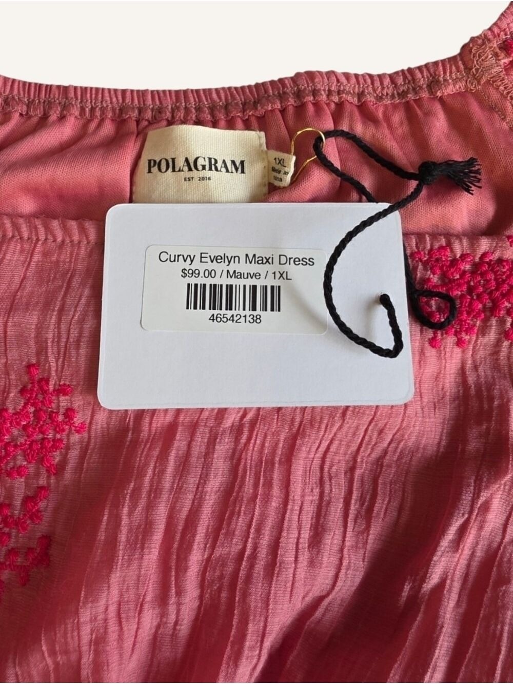 Pologram Curvy Evelyn Mauve Embroidered Maxi Dress 1XL NWT - Picture 7 of 9